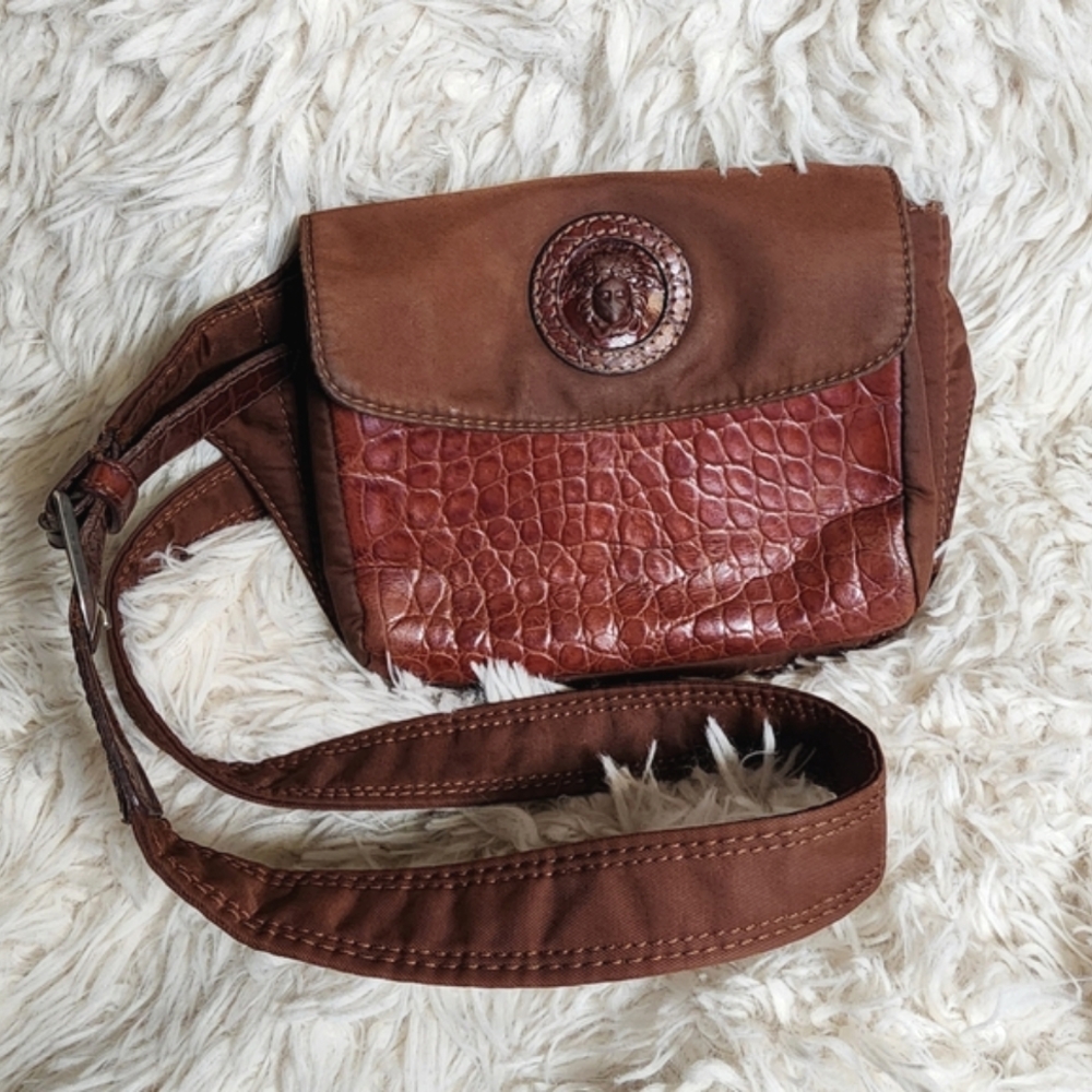 Gianni Versace Brown Crocodile Leather Bum Bag